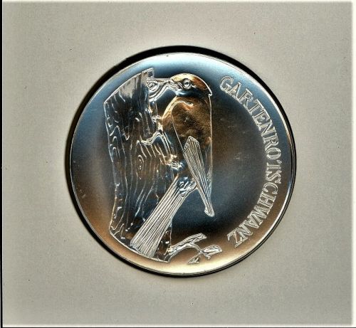 Schweiz Medaillenblatt Tiere der Heimat Gartenrotschwanz Medaille Silber