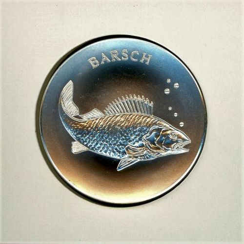 Schweiz Medaillenblatt Tiere der Heimat Barsch Medaille Feinsilber