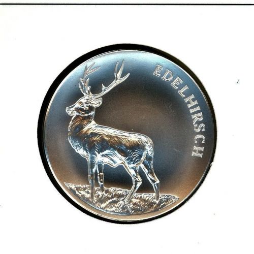 Schweiz Medaillenblatt Tiere der Heimat Edelhirsch Medaille Feinsilber
