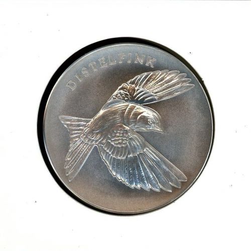 Schweiz Medaillenblatt Tiere der Heimat Distelfink Medaille Feinsilber