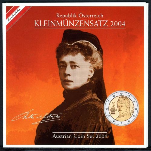 Österreich 2004 Kursmünzensatz/ KMS im Folder "von Suttner", hdgh.