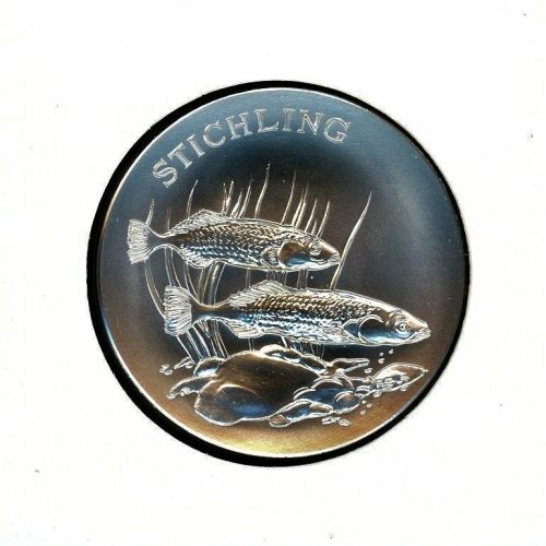 Schweiz Medaillenblatt Tiere der Heimat Stichling Medaille Feinsilber