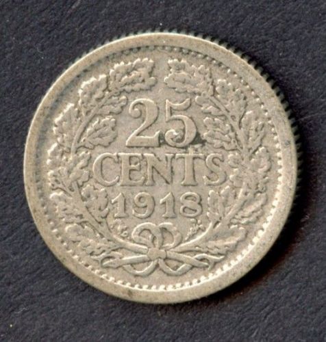 Niederlande 1918 25 Cents Wilhelmina