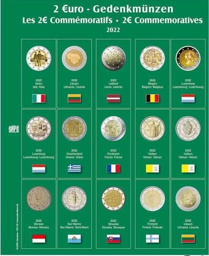 Safe Premium Münzblatt für 2€-Münzen des Jahres 2022 Nr. 7341-32 Neu