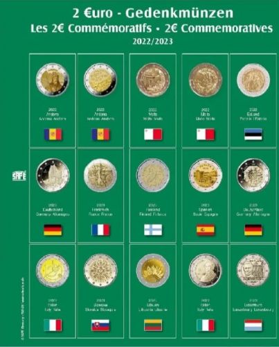 Safe Premium Münzblatt für 2€-Münzen des Jahres 2022/23 Nr. 7341-33 Neu