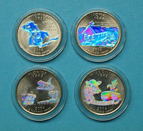 USA 2004 4x Quarter Dollar Bundesstaaten mit Hologramm