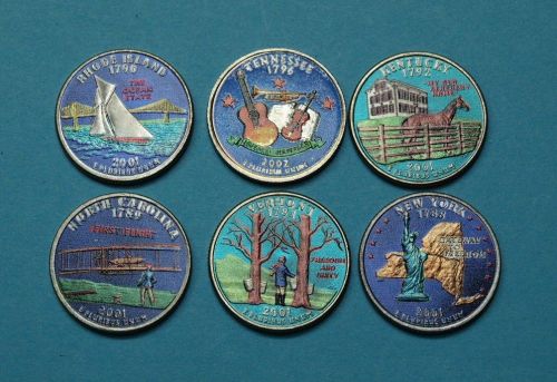 USA 2001 6x Quarter Dollar Bundesstaaten coloriert