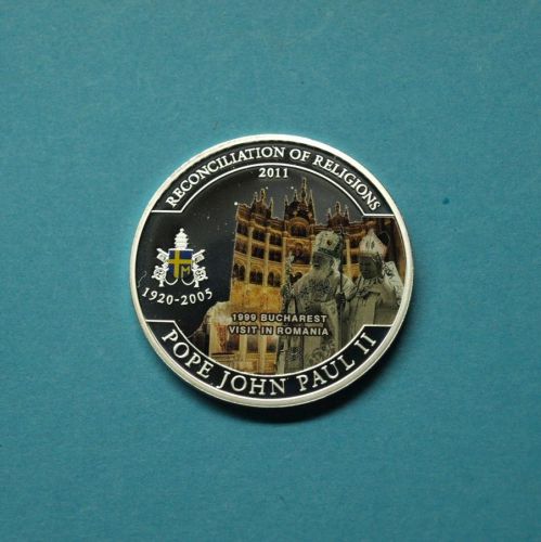 Palau 2005 1 Dollar Johannes Paul II. in Rumänien Cu versilbert PP