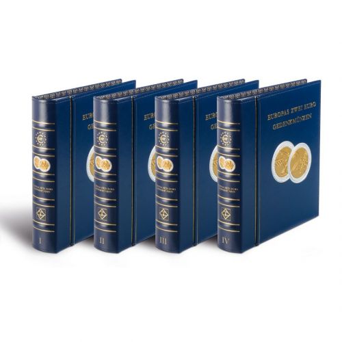 Leuchtturm Blau Alben-Set “Europa 2€” Bd. 1+2+3+4+Gemeinschaftsausg. 367941 Neu