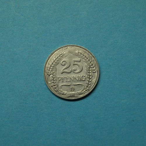 Kaiserreich 1909 D 25 Pfennig