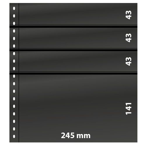 Lindner Einsteckblätter Omnia schwarz 4 Streifen 081P (10er Packung) Neu