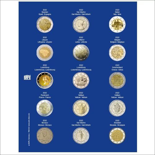 Safe Nachtragsblatt TOPset für 2 Euro Gedenkmünzen (2022) Nr. 7822-32 Neu