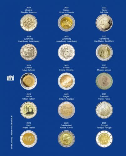 Safe Nachtragsblatt TOPset für 2 Euro Gedenkmünzen (2023) Nr. 7822-34 Neu