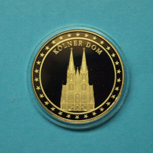 Medaille Kölner Dom, CuNi 24 Karat vergoldet PP