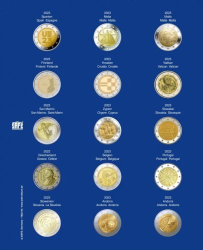 Safe Nachtragsblatt TOPset für 2 Euro Gedenkmünzen (2023) Nr. 7822-35 Neu