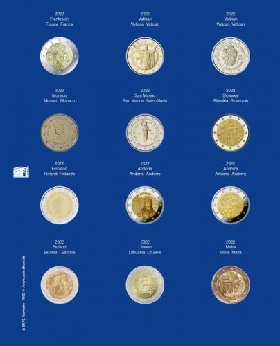 Safe Nachtragsblatt TOPset für 2 Euro Münzen in Kapseln (2022) Nr. 7302-41 Neu