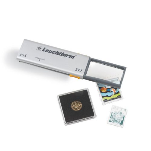 Leuchtturm LED-Aufziehlupe DUPLEX 3-/6-facher Vergrößerung, aufladbar 360730 Neu