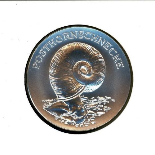 Schweiz Medaillenblatt Tiere der Heimat Posthornschnecke Medaille Silber
