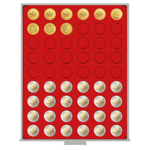 Lindner Münzbox Standard Hellrot für Münzen mit 25,75 mm Ø 2154 Neu