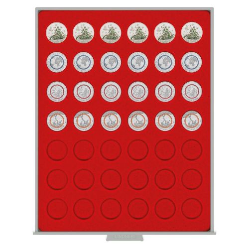 Lindner Münzbox Standard Hellrot für Münzen mit 27,5 mm Ø 2107 Neu