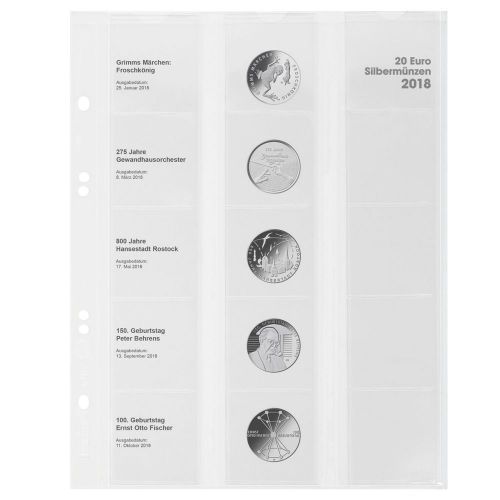 Lindner Vordruckblatt Publica M für 20 Euro-Silbermünzen (2018) MU20E18 Neu