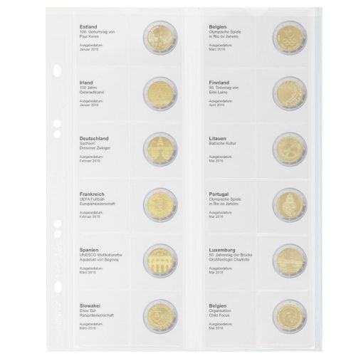 Lindner Vordruckblatt Publica M für 2 Euro-Gedenkmünzen MU2E16 Neu