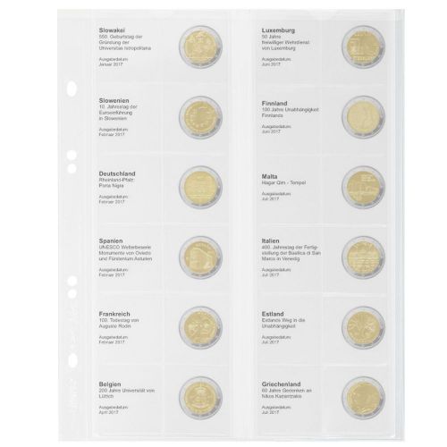 Lindner Vordruckblatt Publica M für 2 Euro-Gedenkmünzen MU2E18 Neu