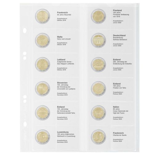 Lindner Vordruckblatt Publica M für 2 Euro-Gedenkmünzen MU2E24 Neu
