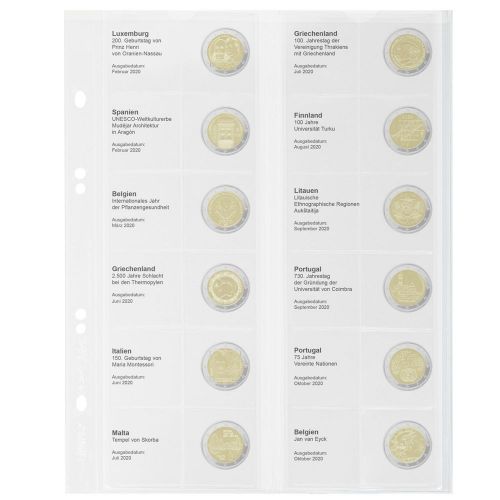 Lindner Vordruckblatt Publica M für 2 Euro-Gedenkmünzen MU2E25 Neu