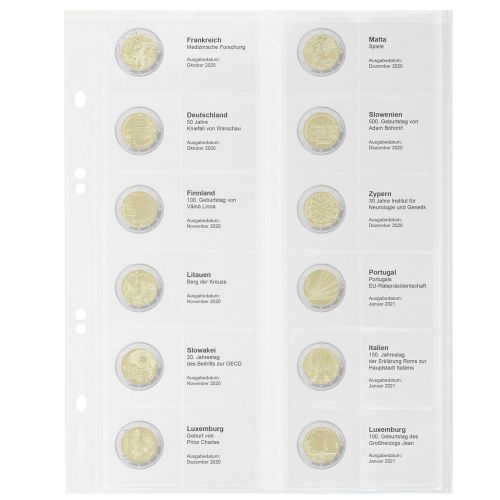 Lindner Vordruckblatt Publica M für 2 Euro-Gedenkmünzen MU2E26 Neu