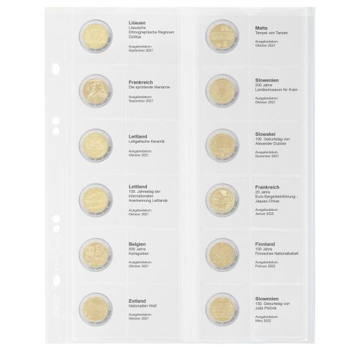 Lindner Vordruckblatt Publica M für 2 Euro-Gedenkmünzen MU2E28 Neu
