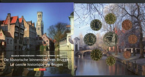 Belgien Kursmünzensatz/ KMS 2010 Folder incl. Medaille Brugge ST