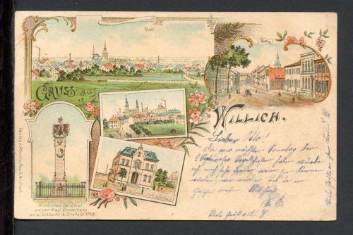 AK Willich Kr. Viersen 1900 Rathaus, Denkmal etc.