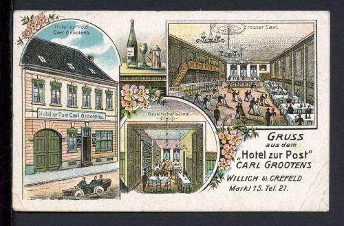 AK Willich Kr. Viersen 1918 Hotel Zur Post von Carl Grootens