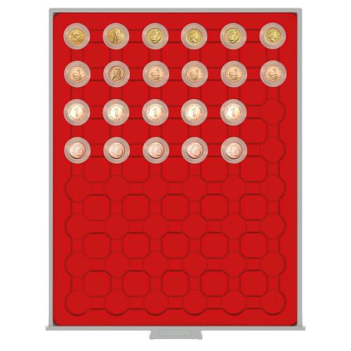Lindner Münzbox Standard mit 48 Fächern für Münzkapseln mit Außen-Ø24mm 2524 Neu