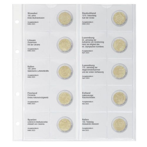 Lindner Karat Vordruckblatt für 2 Euro-Gedenkmünzen 1118-37 Neu