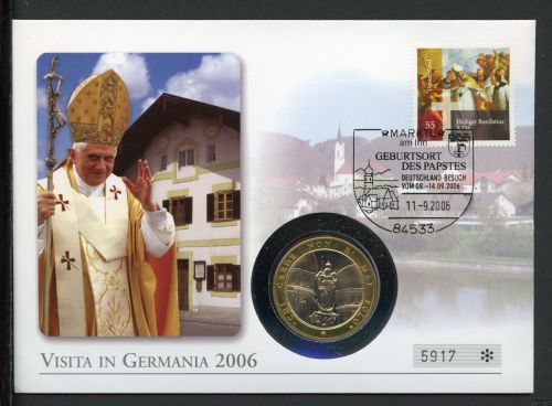 Vatikan Numisbrief 2006 Papst Benedikt XVI Besuch in Deutschland