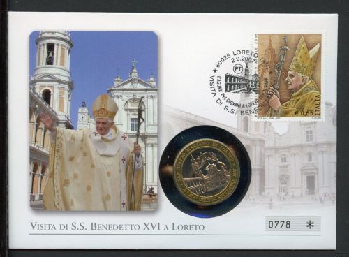 Vatikan Numisbrief 2007 Papst Benedikt XVI Besuch in Loreto