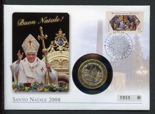 Vatikan Numisbrief 2008 Papst Benedikt XVI Weihnachten 2008