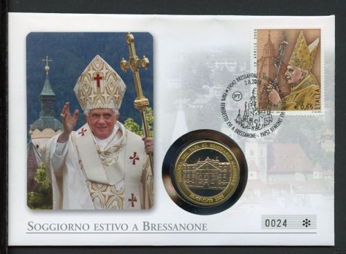 Vatikan Numisbrief 2009 Papst Benedict XVI. in Bressanone