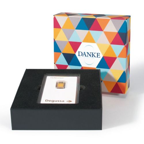 Leuchtturm Geschenkschachtel für einen Goldbarren „Danke“, modern 368622 Neu