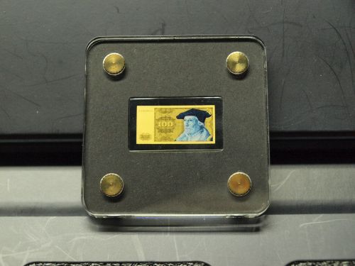 Medaille "Banknote BRD 100 D-Mark" 1/500 Unze Feingold, Zertifikat