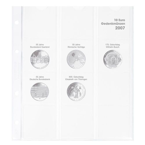 Lindner Karat Vordruckblatt für dt. 10 Euro-Gedenkmünzen "2007" 1108D07 Neu