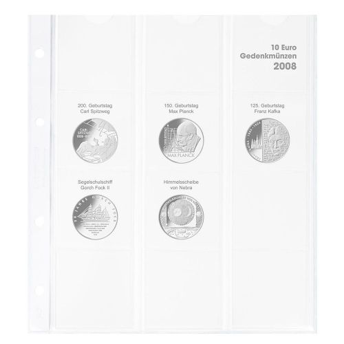 Lindner Karat Vordruckblatt für dt. 10 Euro-Gedenkmünzen "2008" 1108D08 Neu