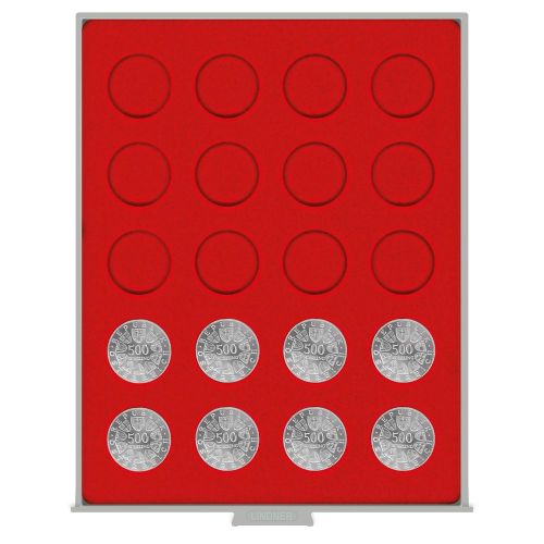Lindner Münzbox Standard Hellrot für Münzen mit 38 mm Ø 2102 Neu