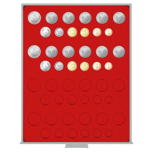 Lindner Münzbox Standard Hellrot für 4x DM-Kursmünzensatz 2204 Neu
