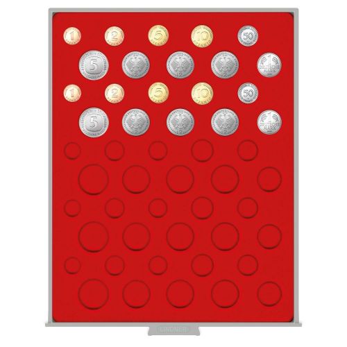 Lindner Münzbox Standard Hellrot für 5x DM-Kursmünzensatz 2207 Neu