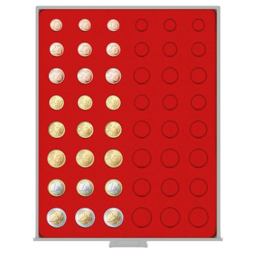Lindner Münzbox Standard Hellrot für 6x Euro-Kursmünzensatz 2506 Neu