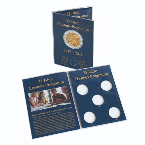 Leuchtturm Münzkarte für 5 dt. 2-Euro-Gedenkmünzen „Erasmus" 2022 366077 Neu