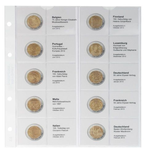 Lindner Karat Vordruckblatt für 2 Euro-Gedenkmünzen 1118-10 Neu